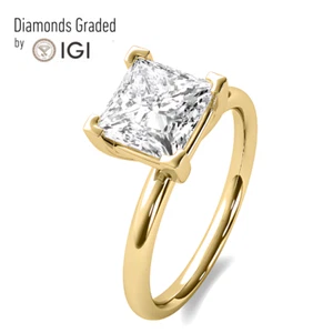 IGI 2,00 kt EVS1 Princess Cut Lab Grown Diamant Verlobungsring 14 kt Gelbgold - Bild 1 von 4