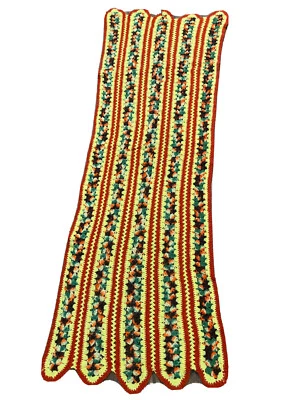 Corredor de mesa vintage de ganchillo multicolor amarillo naranja verde ¿hecho en casa? Foto 1 de 4