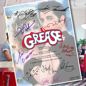 Grease Movie Script Ristampa Autografa Firmata | John Travolta Olivia Newton-John - Foto 1 di 8