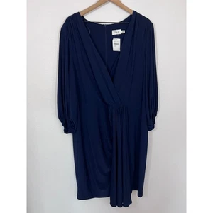 Eliza J Navy Blue Surplice Draped Midi Dress Women’s Plus Size 20W Nordstrom - Picture 1 of 8