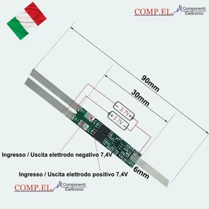 BMS 2S 7,4V 3A Scheda di Protezione Carica Batterie al Litio 18650 18500 ECC.. - Imagen 1 de 1