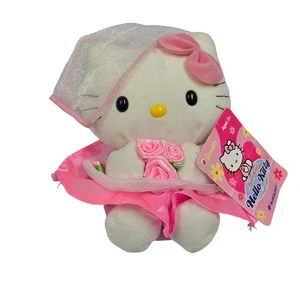 Hello Kitty Bean Bag Plush Pink Bride Wedding Roses Dress Nakajima 2003 Sanrio - Picture 1 of 8