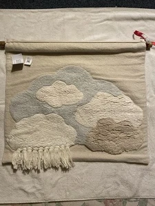 Pottery Barn Kids Ruffed CLOUD Tapestry Wall Hanging 100% Cotton 28 X 26” New - Picture 1 of 15