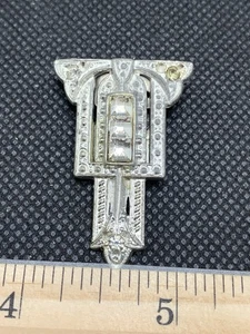 Vintage Art Deco Schuhclip Knopf Schmuck Verschluss Strass silberfarben Schmuck - Bild 1 von 17