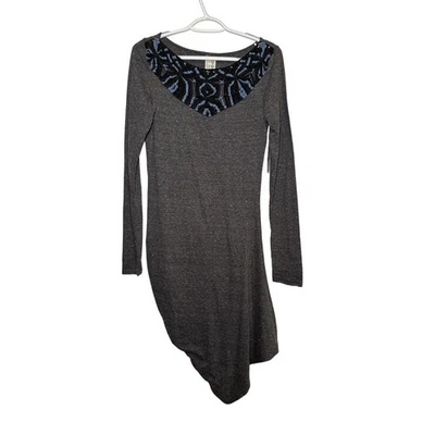 Free People virendra black heat macrame neckline asymmetrical dress women medium - Image 1 of 4