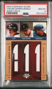 2003 Fleer Box Score Jersey Rack /350 Jeter/Garciaparra/Rodriguez PSA 8 - Picture 1 of 2