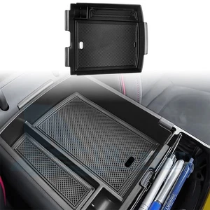 Car Center Console Armrest Storage Box Trim For Hyundai Tucson 2025 ABS Black - Picture 1 of 11