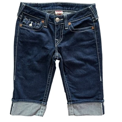 Pantalones cortos True Religion Jeans para mujer 27 Sophie Denim con puños Y2K Streetwear Foto 1 de 4