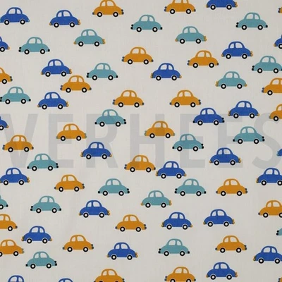 Popeline Fine Autos Weiß by Poppy Meterware Öko-Tex 100 Meterpreis 13,80 € - Bild 1 von 4