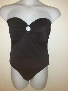 TROPICAL ESCAPE*Strapless one piece swimsuit*Black*Size 16*Back Clasp - Picture 1 of 8