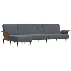 L-shaped Sofa Bed Dark Grey Velvet Fabric Lounge Living Room Seater Set Couch - Picture 1 of 12