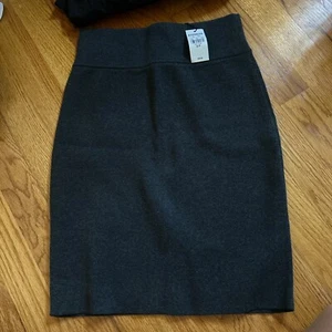 Neu mit Etikett Express Bleistiftrock hoch tailliert Stretch Strick grau Größe S/P - Bild 1 von 3