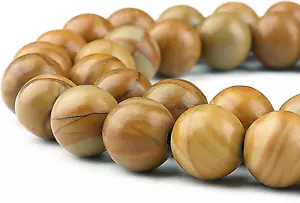 Natural Stone Beads Gemstone Beads for Jewelry Making - 8Mm Wood Grain Stone Bea - Picture 1 of 7