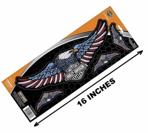 Hoja de 4 calcomanías de barra y escudo Harley Davidson® Patriotic Eagle - Hechas en EE. UU. - Imagen 1 de 4