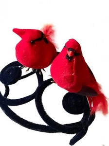 vintage 1940s novelty two red feather birds fascinator hat / 1950s whimsical - Picture 1 of 8