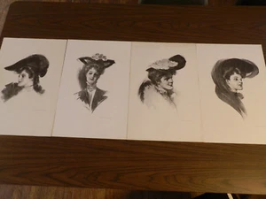 COLLECTIBLE POSTERS (19XX): "Ladies In Hats" (Four) Reprints - Picture 1 of 2