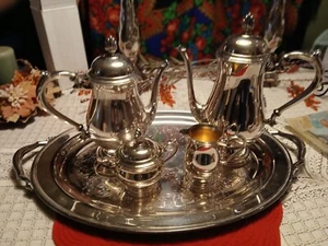Vintage Oneida Five Piece Silver Plated Coffee Tea Set USA - Picture 1 of 15