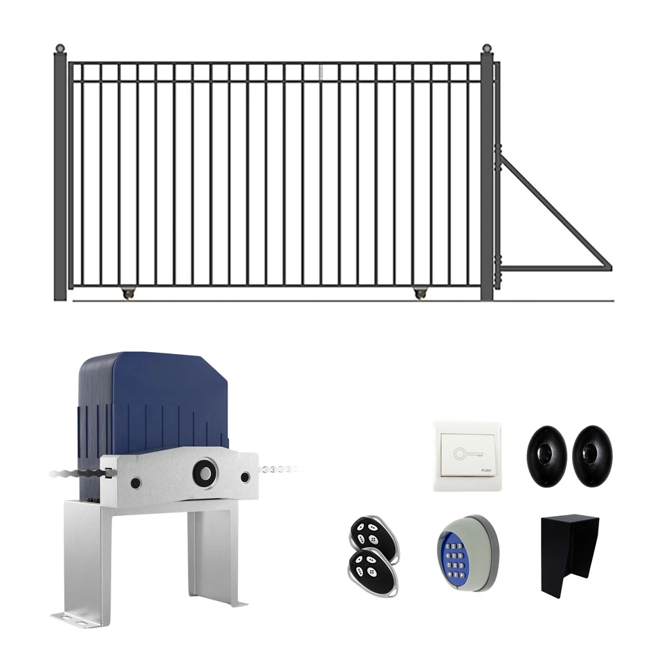 ALEKO Automated Yard Steel Sliding 16' Driveway Gate Madrid Style with Opener - Image 1 of 4