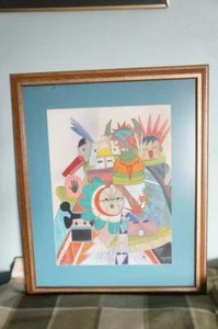Pintura totémica original guache a bordo de Virginia Stroud - Imagen 1 de 1