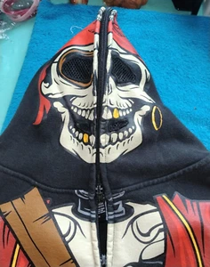 Rare GWP Sport Unique Full Faced Covered Skeleton Zippered Kids Hoodie Mesh Eyes - Picture 1 of 12