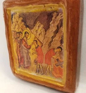 Jesus Christ Miracle Healing The Blind Rare Byzantine Greek Orthodox Icon Art - Picture 1 of 9