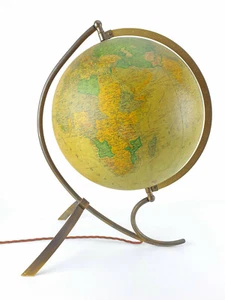 20er 30er Jahre Globus Glaskugel JRO Verlag München 2 Messinggestell Vintage - Bild 1 von 12