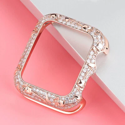 Funda de marco de metal con estuche de diamante tallado de lujo para Apple Watch Series 10 9 8 7 6 5 Foto 1 de 4