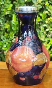 Antique Signed William Moorcroft Pomegranate Vase 372 Britannia Silver Plated - Picture 1 of 12
