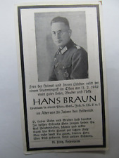 RARE WWII German Death Card, Decorated Lieutenant in Engineering Batt, w/Medals