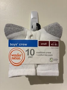 NWT Wonder Nation Boys' Crew Socks 10 Pack Size Small 4.5-8.5 - Picture 1 of 2