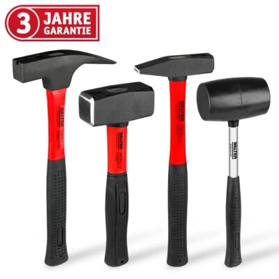 WALTER Hammer Set 4tlg. Schlosshammer, Latthammer, Handfäustel, Gummischonhammer