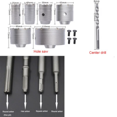 Concrete Hole Saw SDS Plus Shank Wall Hole Opener Cement Drill Bit 30mm-160mm