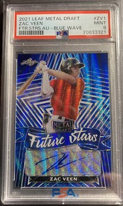 2021 LEAF METAL DRAFT  ZAC VEEN FUTURE STAR (BLUE WAVE) PSA 9   CARD 9/20 POP: 1