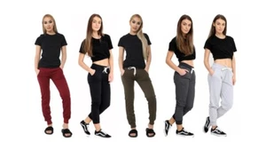 New Ladies Women's Joggers Plain Lounge Wear Tracksuit Bottoms Jogging Gym Wear - Picture 1 of 7