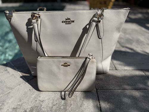 COACH AVA TOTE AND WRISTLET F57526 Crema Leggera OTTIME CONDIZIONI!!!