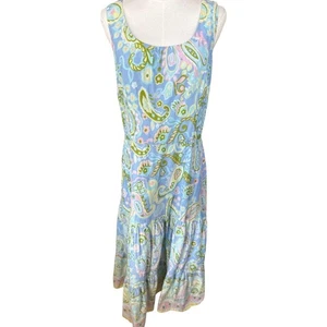 Talbots Voile Pastell Paisley Baumwolle Midikleid Preloved Größe 8* - Bild 1 von 5