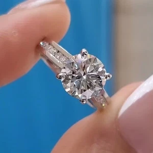 2,20 ct runder zertifizierter CVD Lab Grown Diamant Verlobungsring 925 Silber - Bild 1 von 8