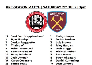 MAIDENHEAD WEST HAM XI OFFICIAL JULY2025 PRE SEASON FRIENDLY VERY RARE TEAMSHEET - Picture 1 of 1