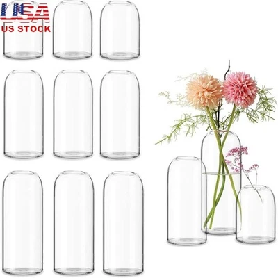 Pequeño juego de 12 jarrones de vidrio transparente para decoración del hogar centros de mesa de boda EE. UU. Foto 1 de 4