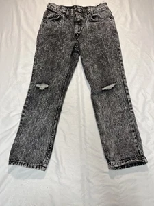 Vintage Levis Jeans Youth 29x25 Black Acid Wash Distressed Husky Made USA 90s - Picture 1 of 6