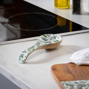 Olive Oasis Wood Spoon Rest, 10.25"L - Picture 1 of 3