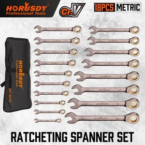 18Pc Ratchet Wrench Set Metric 6-30mm Spanners 72-tooth Nickle Plated Pouch Tool - Picture 1 of 9