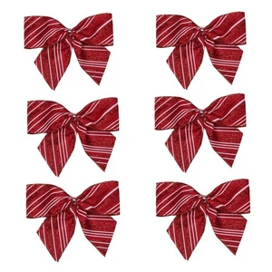 Northlight Pack de 6 Decoraciones de Arco de Navidad a Rayas Rojas y Blancas 2 Lazos 5.5 - Imagen 1 de 4