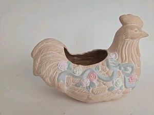 Rosenthal Netter Pottery Chicken Bowl Planter Container w/ Flowers - Picture 1 of 5
