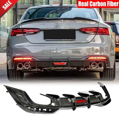 Labio difusor parachoques trasero carbono real con LED para Audi A5 S-line S5 B9.5 2020-2025 Foto 1 de 4