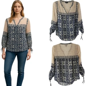 Haut pull manches froncées col V boho marque Lucky Live in Love - Taille S - Photo 1/12