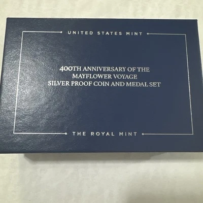 400th Anniversary of the Mayflower Voyage Silver Proof Coin and Medal Set   - Image 1 of 4