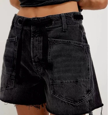 Free People We The Free Moxie Barrel Shorts Size 30  Black - Image 1 of 3