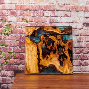 Epoxy Resin Wood Abstract Wall Art for Living Room Bedroom Kitchen Home Office - Picture 1 of 35