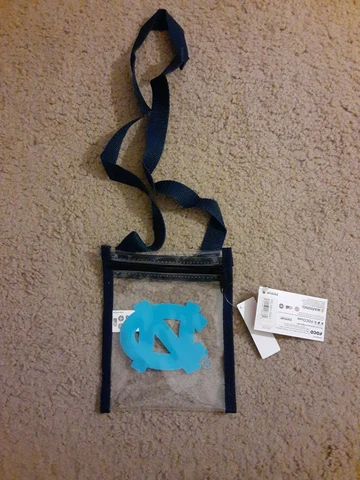 UNC Tar Heels Clear Storage bag w/ Shoulder Strap / Great for small wallets/keys Cover